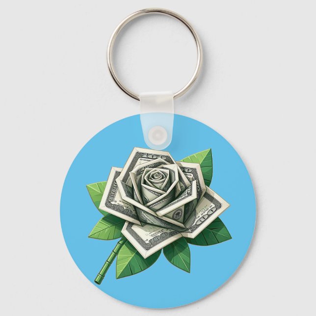 Porte-clés billet de cent dollars origami art rose (Recto)