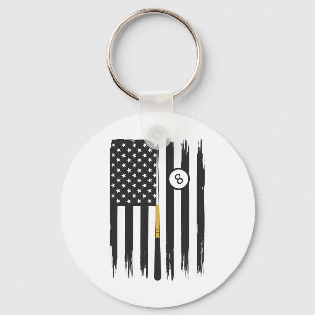 Porte-clés Billiard Pool Player Billiards Table Etats-Unis Am (Recto)