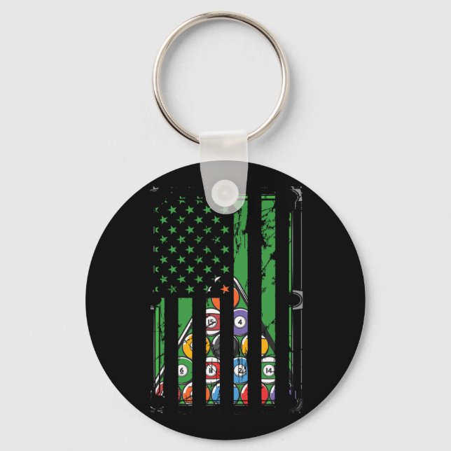 Porte-clés Billiard Rack Américain Drapeau Billiard Joueur S (Recto)