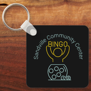 Porte-clés Bingo Night Neon Line Art personnalisable