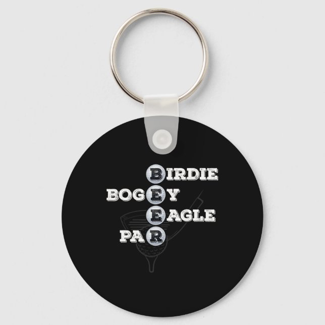 Porte-clés Birdie Bogey Eagle Par Beer Golf Ball Funny Golfeu (Recto)