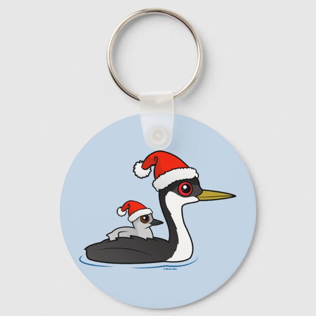 Porte-clés Birdorable Western Grebe Père Noël (Recto)