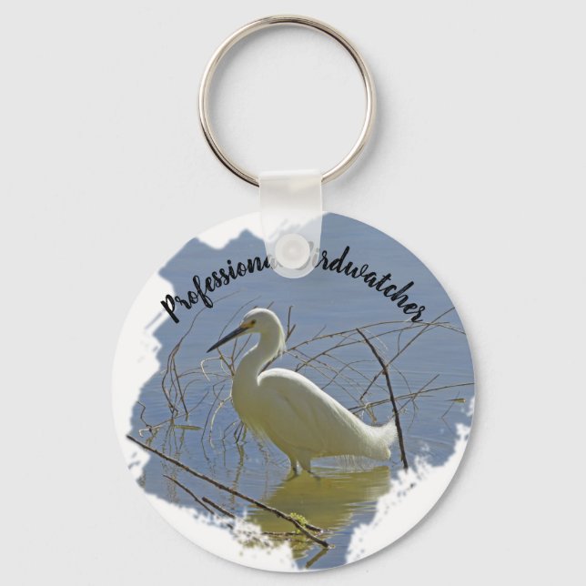 Porte-clés Birdwatcher professionnel White Egret Photo Birder (Recto)