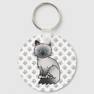Porte-clés Birman / Ragdoll Point Bleu Chat & Pattes Mignon