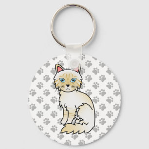 Porte-clés Birman/Ragdoll Tabby crème pointu Chat & Pattes Mi