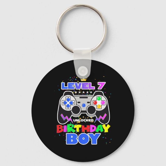 Porte-clés Birthday Boy Level 7 Déverrouillé Video Game 7th B (Recto)
