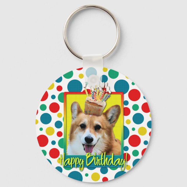 Porte-clés Birthday Cupcake - Corgi - Owen (Recto)