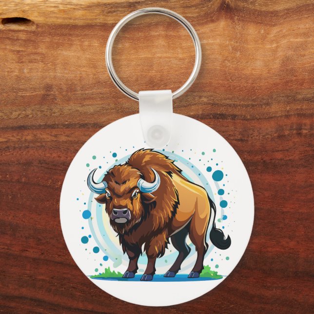 Porte-clés bison à grandes cornes (Recto)