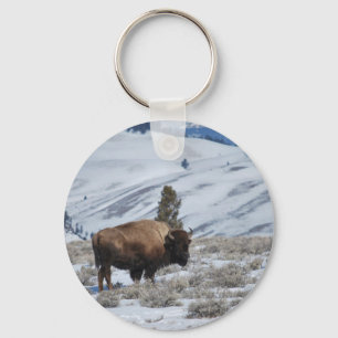 Porte-clés Bison dans les Montagnes Hivernales de Yellowstone