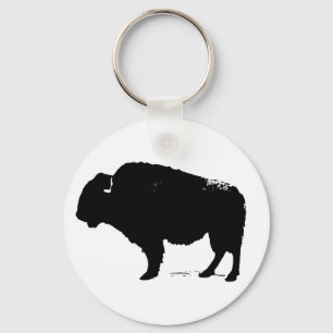 Porte-clés Bison de Buffalo Art noir et blanc