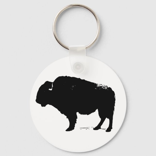 Porte-clés Bison de Buffalo Art noir et blanc (Recto)
