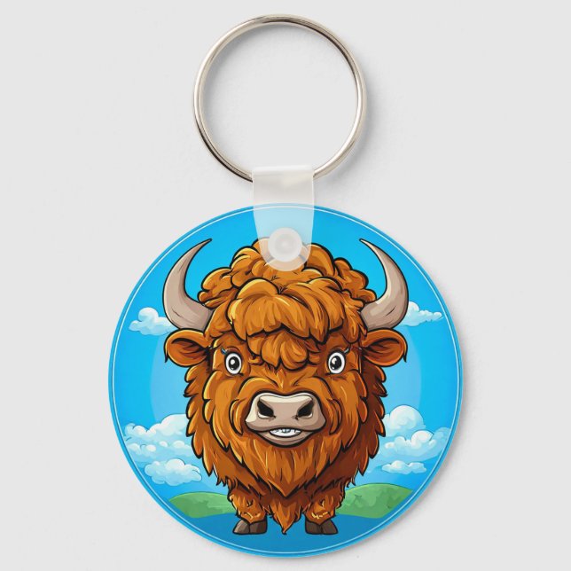 Porte-clés Bison de dessin animé mignon (Recto)