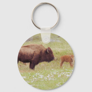 Porte-clés Bison et veau à Yellowstone