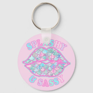 Porte-clés Bisou de sirène rose turquoise féminin éclaboussan