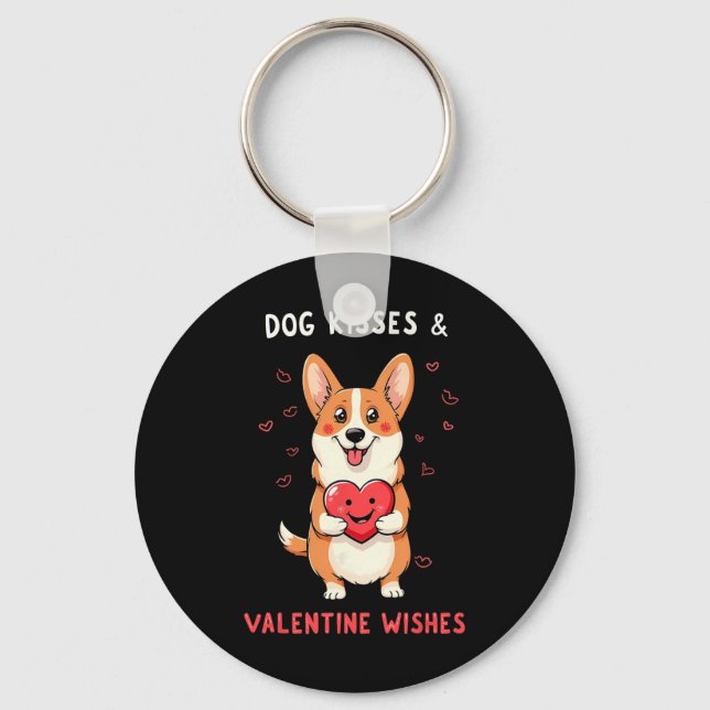 Porte-clés Bisous de chien et vœux de la Saint-Valentin Amour (Recto)