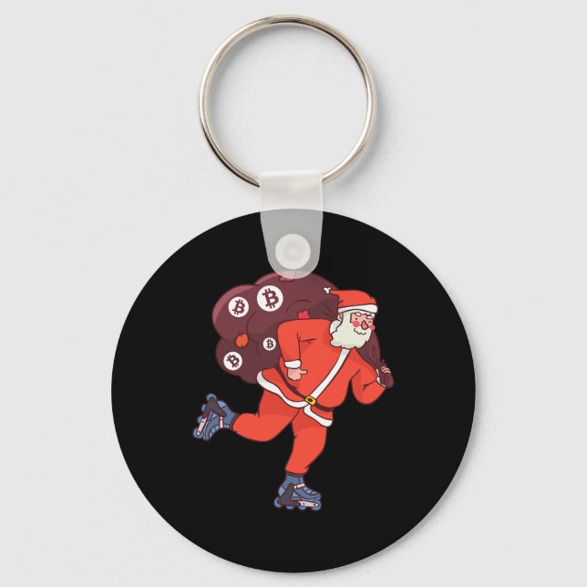 Porte-clés Bitcoin Santa Claus Cryptomonnaie Père Noël Crypto (Recto)