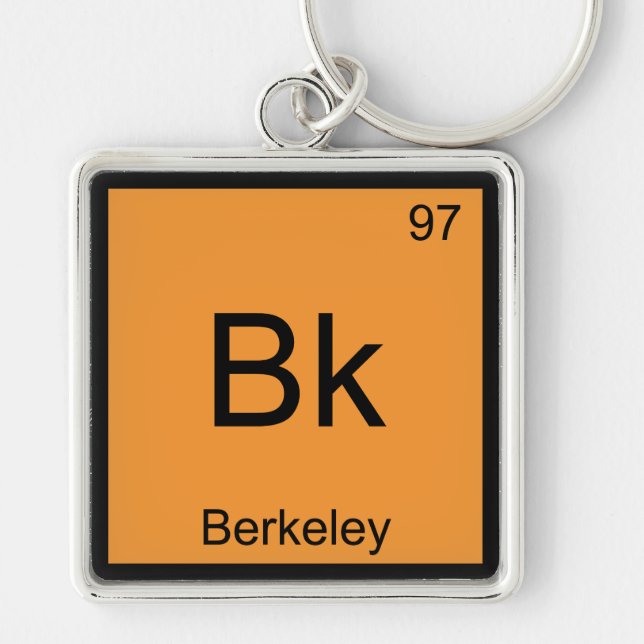 Porte-clés Bk - Symbole de l'élément de chimie de Berkeley Ca (Devant)