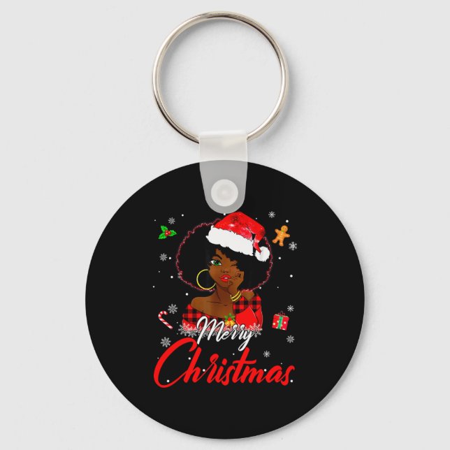 Porte-clés Black African Girl American Melanin Christmas Sant (Recto)