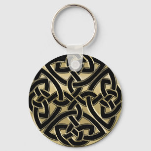 Porte-clés Black and Gold Metal Celtic Knot Keychain