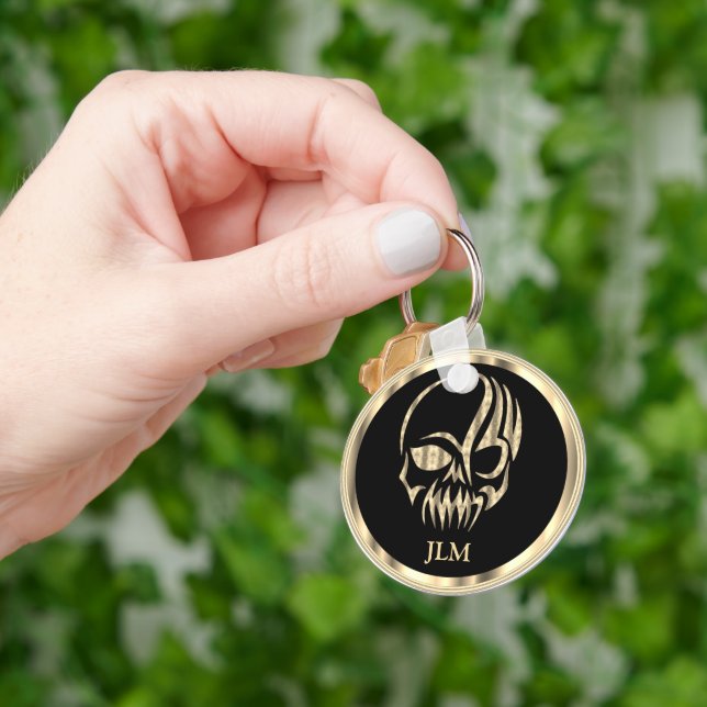 Porte-clés Black and Gold Skull (main)