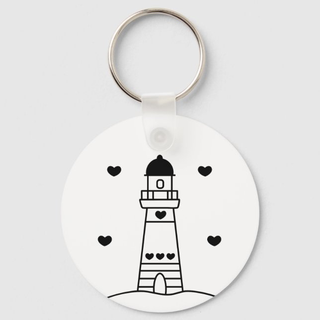 Porte-clés Black and White Nautical Lighthouse girly (Recto)