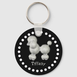 Porte-clés Black and White Poodle Key Chain