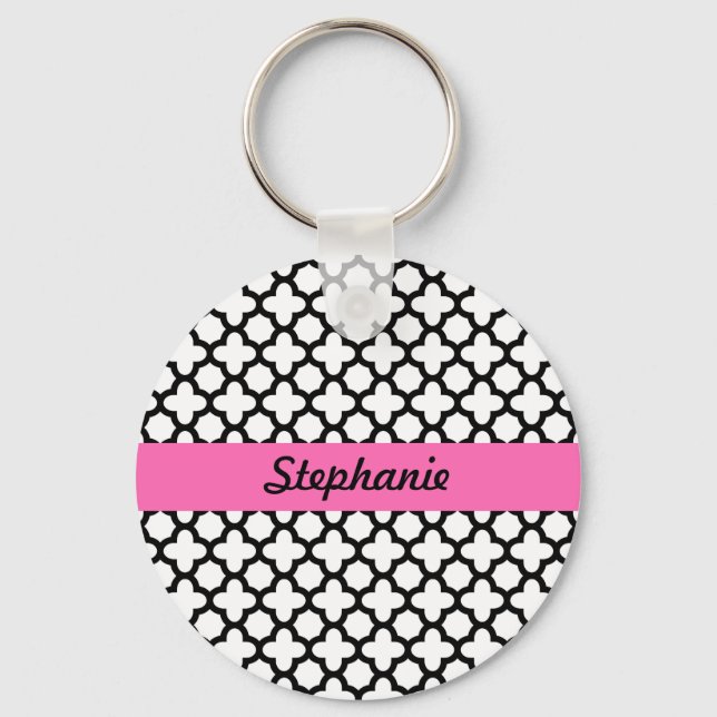 Porte-clés Black and White Quatrefoil (Recto)