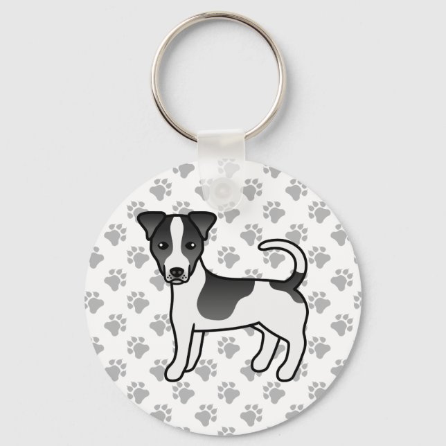 Porte-clés Black And White Smooth Coat Jack Russell Terrier (Recto)