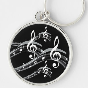 Porte-clés Black and White Treble Clef