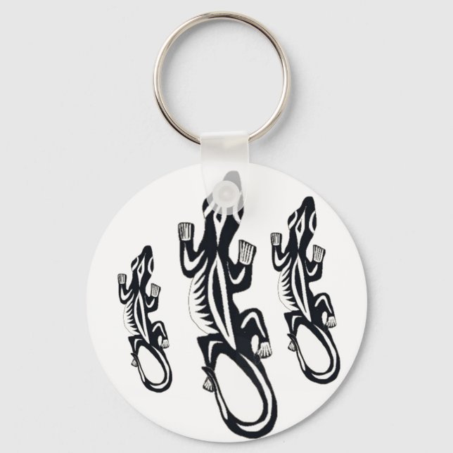 Porte-clés Black and white tribal style lizard  (Recto)
