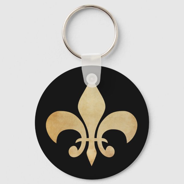 Porte-clés Black Antique Gold Fleur de Lis (Recto)