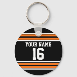 Porte-clés Black avec Orange White Stripes Team Jersey