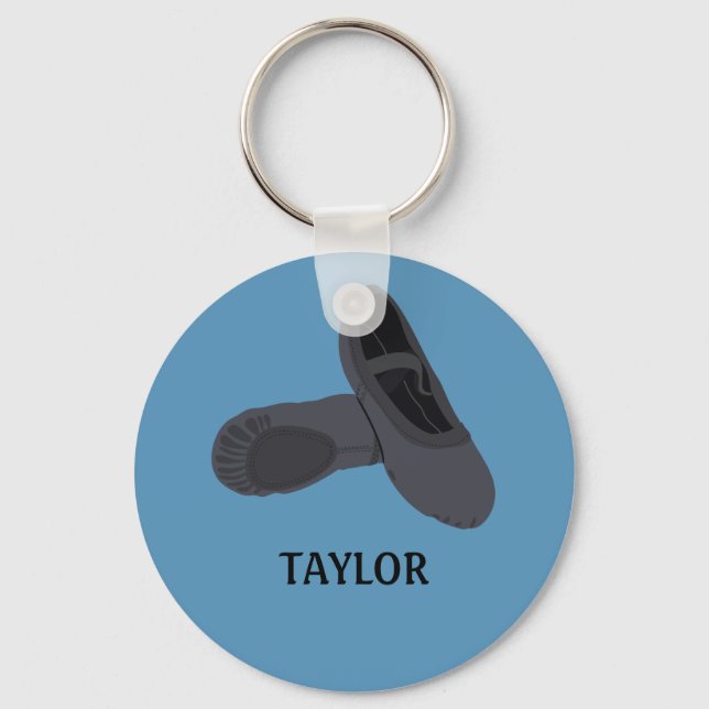 Porte-clés Black Ballet Shoes Blue Personalized (Recto)