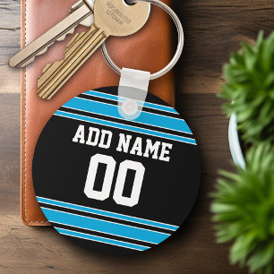 Porte-clés Black Blue Football Jersey Nom personnalisé Numé