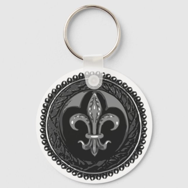Porte-clés Black Cameo Fleur de lis (Recto)