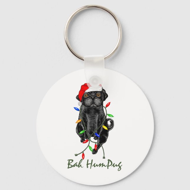 Porte-clés Black Carlin Chien Bah Humpug Funny Noël (Recto)