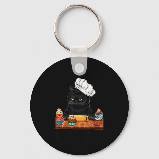 Porte-clés Black Cat Baking Because Murder Is Wrong Cat Lover (Recto)