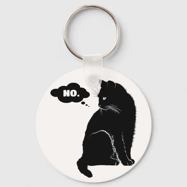 Porte-clés Black Cat Says No - Funny Cat Lover Gift (Recto)