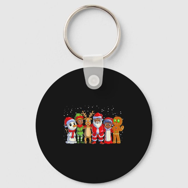 Porte-clés Black Family Christmas Afro African American Santa (Recto)