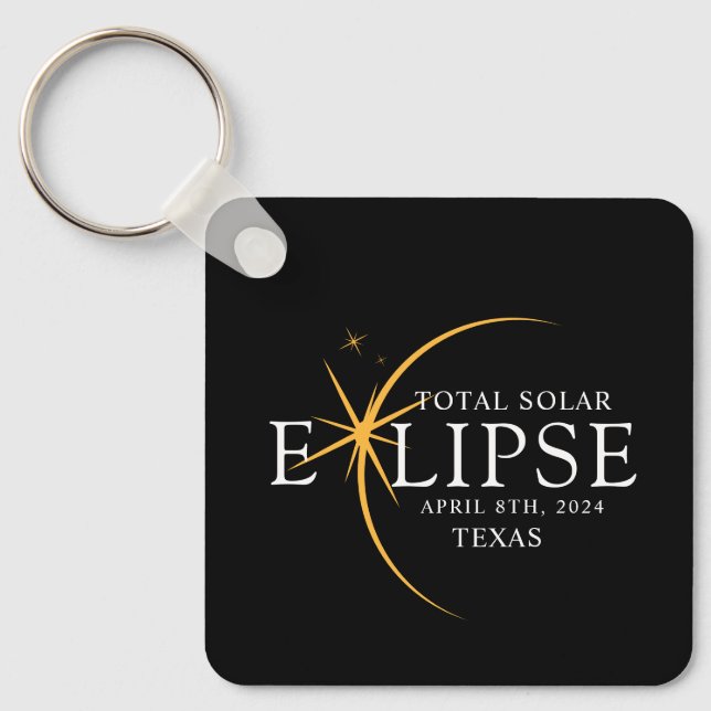 Porte-clés Black & Gold 2024 Texas Total Solar Eclipse (Recto)