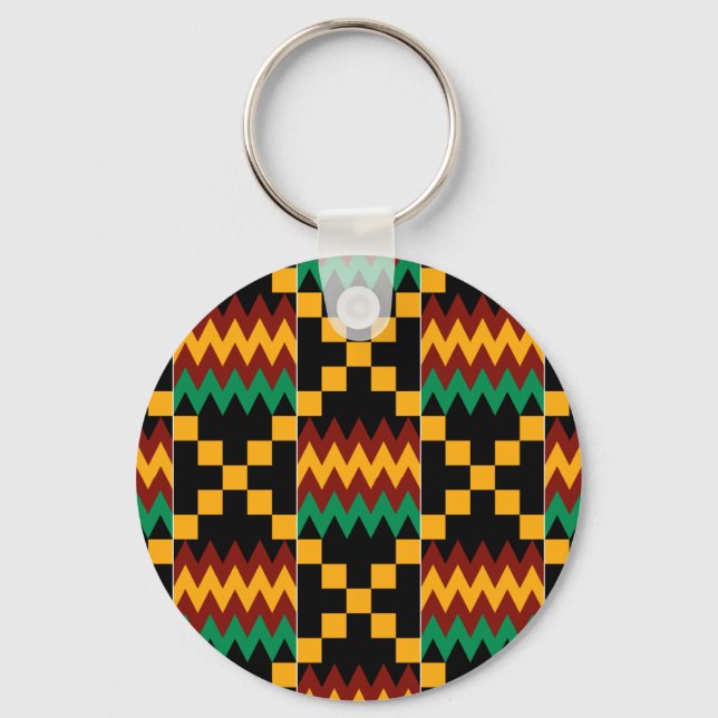 Porte-clés Black, Green, Red, and Yellow Kente Cloth (Recto)