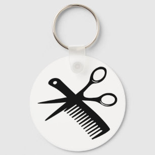 Porte-clés black hairdresser comb scissors