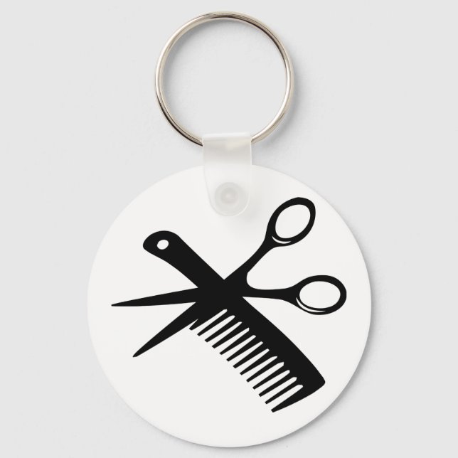 Porte-clés black hairdresser comb scissors (Recto)