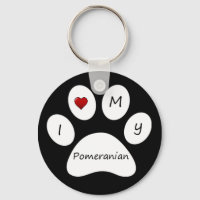 Black I Love My Pomeranian Porte - clé