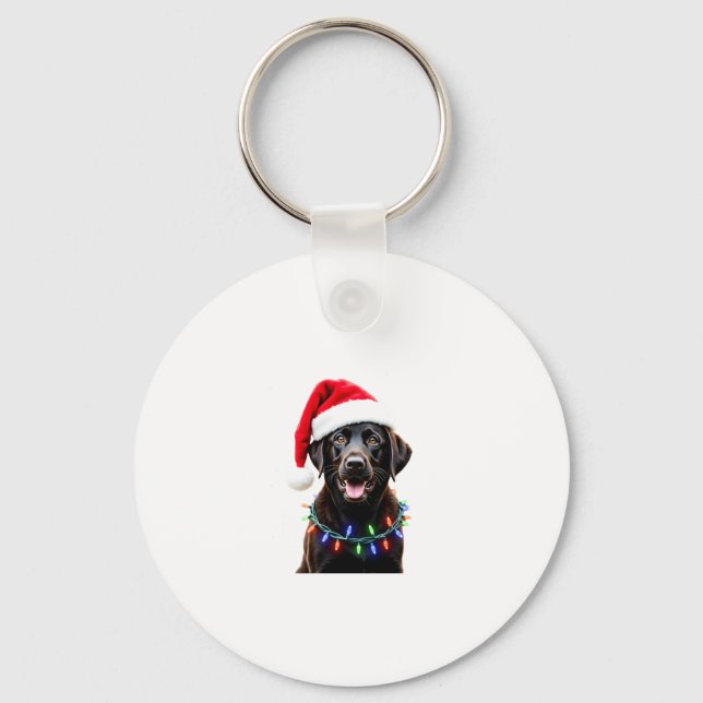 Porte-clés Black Lab Labrador Christmas Tree Light Pyjama Chi (Recto)