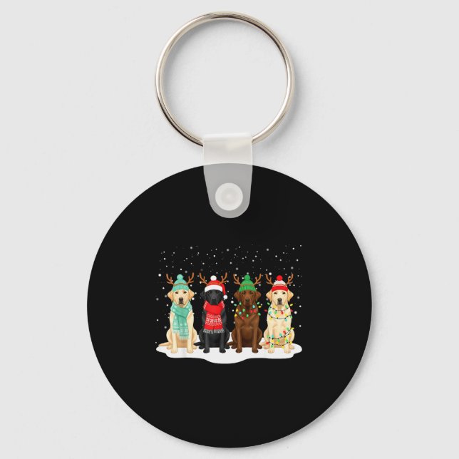 Porte-clés Black Lab Labrador Dog Christmas Crew Matching Fam (Recto)