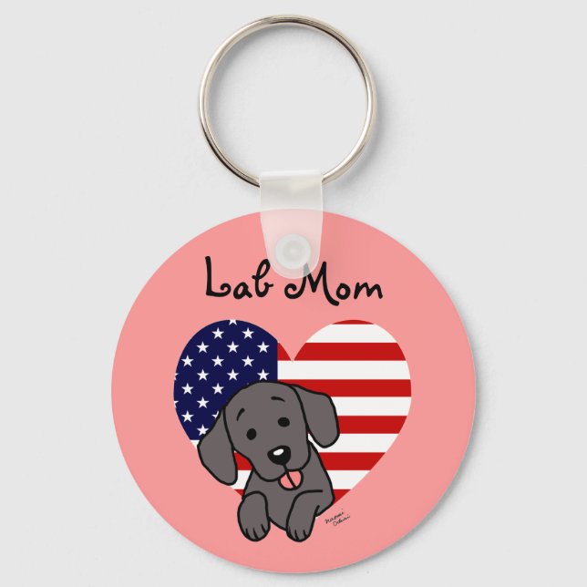 Porte-clés Black Lab Mom & American Flag (Recto)