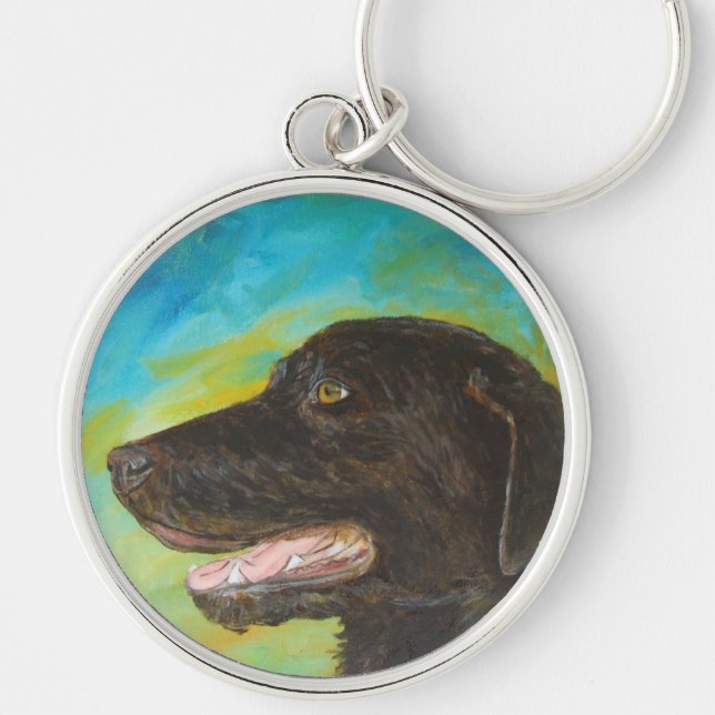 Porte-clés Black Labrador Chien Portrait pour animaux de comp (Devant)