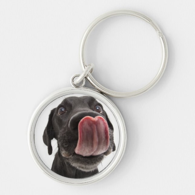 Porte-clés Black Labrador Licking (Devant)