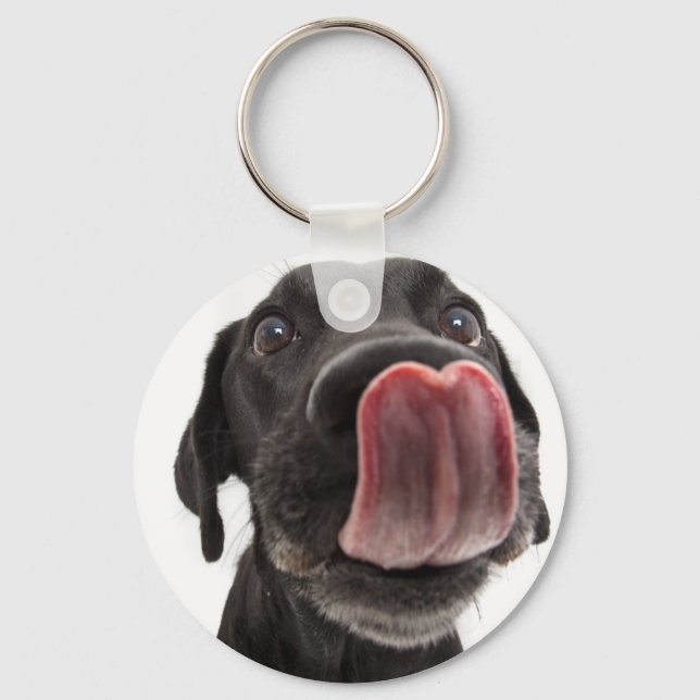 Porte-clés Black Labrador Licking (Recto)